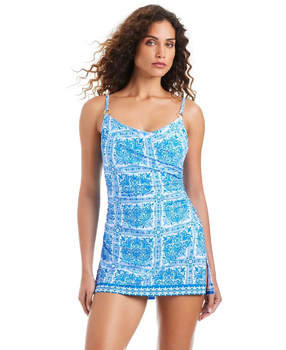 Beyond Control Women's Over-The-Shoulder Scoop Neck Swim Dress Size 16 0082